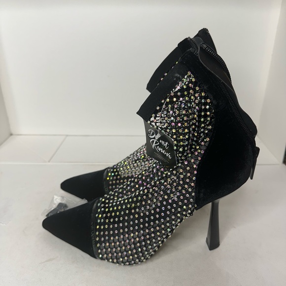 Karl Lagerfeld Mid Log Boot Pandara II Blk Net Textile W/Silver Women’s Size 7 - Picture 3 of 6